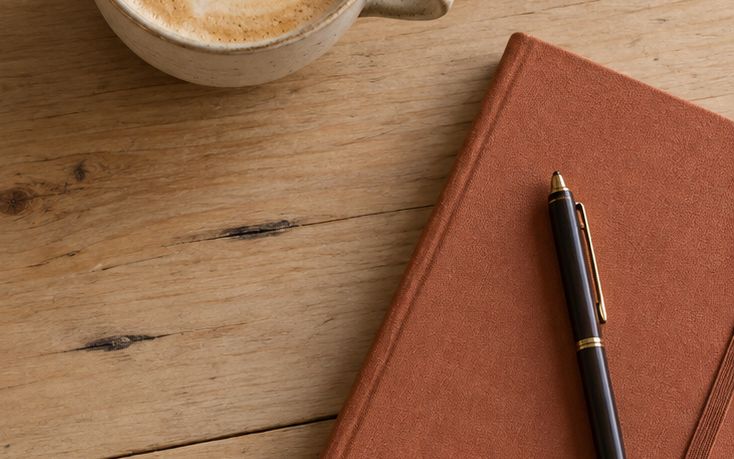 Cuaderno con un lápiz sobre una mesa de madera.